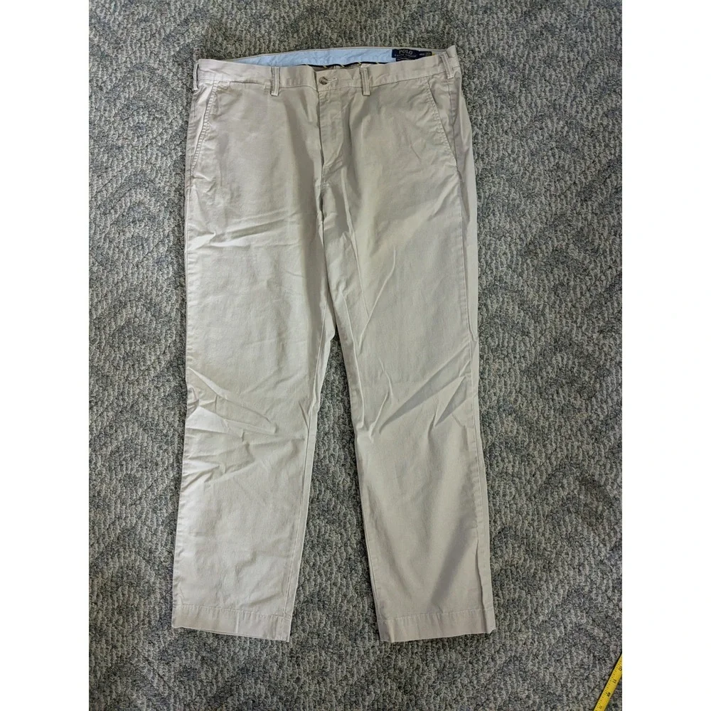 Polo Ralph Lauren Mens Stretch Straight Fit Chino Pants Tan Khaki 40x32 Cotton